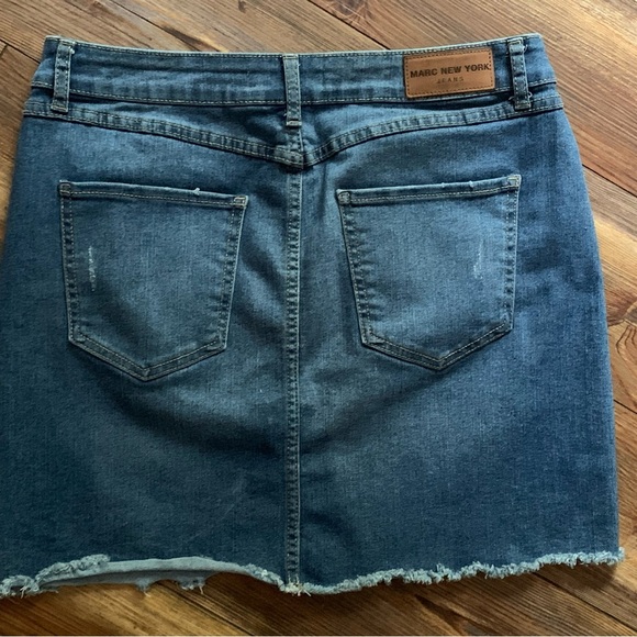 Marc New York Jeans Distressed High Rise Sz 10 Mini Skirt Stretch Denim - Picture 8 of 10